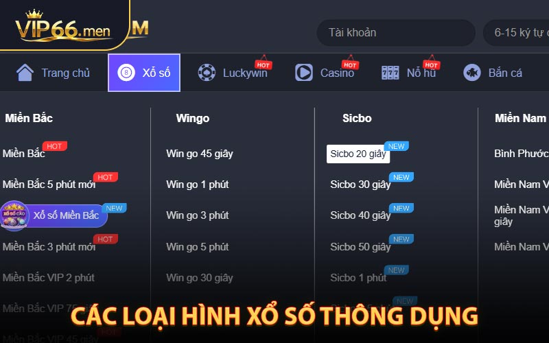 Các loại hình xổ số thông dụng trên VIP66